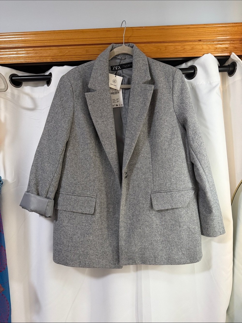 Zara Light Gray Structured Blazer Jacket